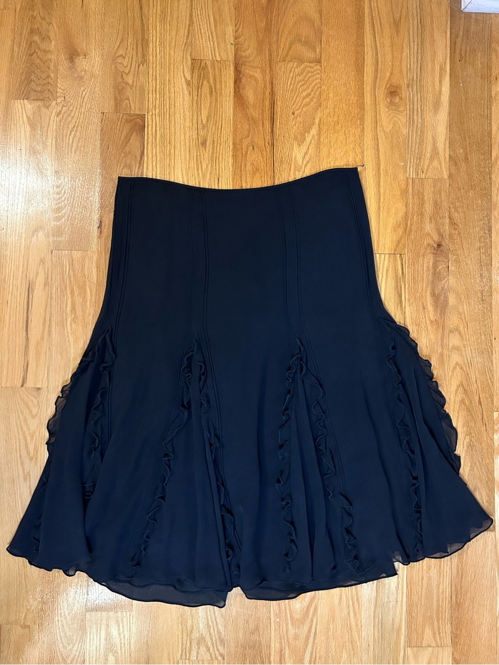 Ralph Lauren vintage Silk Black Ruffle Paneled Skirt